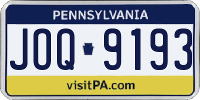 PA license plate JOQ9193