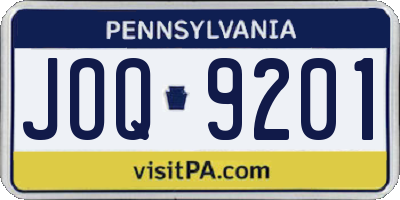 PA license plate JOQ9201