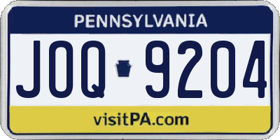 PA license plate JOQ9204