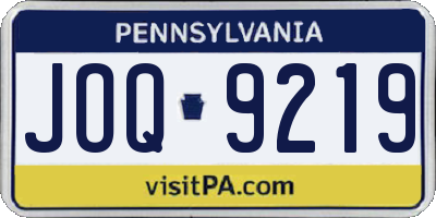 PA license plate JOQ9219