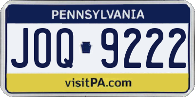 PA license plate JOQ9222