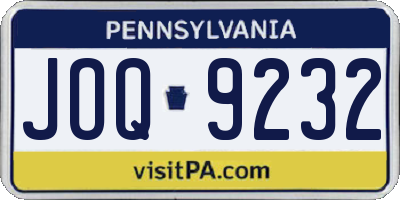 PA license plate JOQ9232