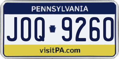 PA license plate JOQ9260
