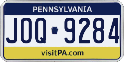 PA license plate JOQ9284