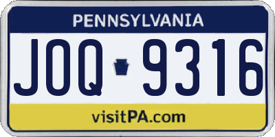 PA license plate JOQ9316