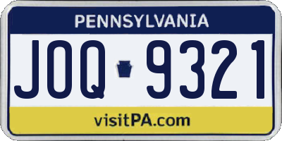 PA license plate JOQ9321