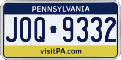 PA license plate JOQ9332