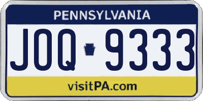 PA license plate JOQ9333