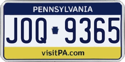 PA license plate JOQ9365