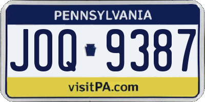 PA license plate JOQ9387