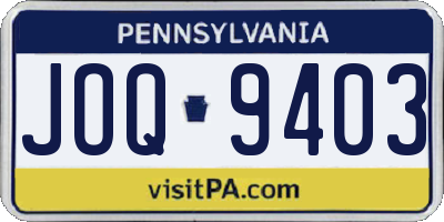 PA license plate JOQ9403