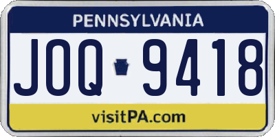 PA license plate JOQ9418