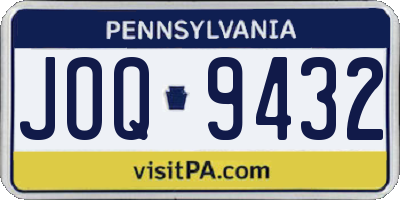 PA license plate JOQ9432