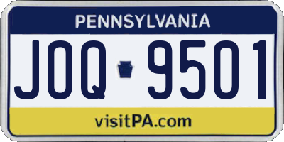 PA license plate JOQ9501