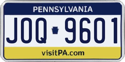 PA license plate JOQ9601