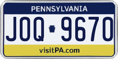 PA license plate JOQ9670