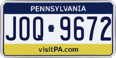 PA license plate JOQ9672