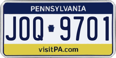 PA license plate JOQ9701