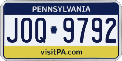 PA license plate JOQ9792