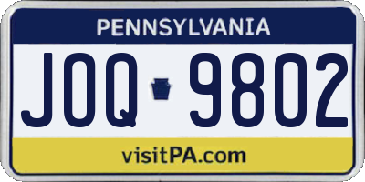 PA license plate JOQ9802