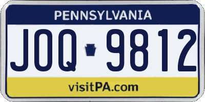 PA license plate JOQ9812