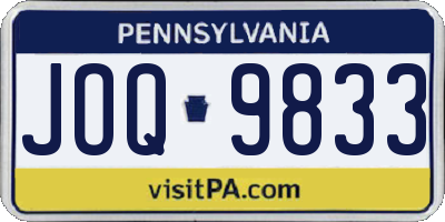PA license plate JOQ9833