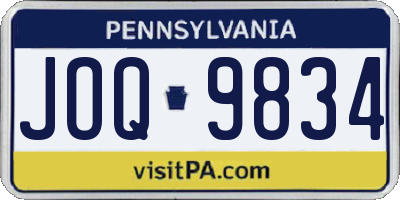 PA license plate JOQ9834