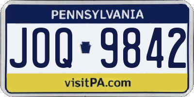 PA license plate JOQ9842