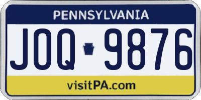 PA license plate JOQ9876
