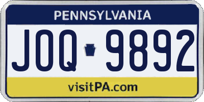 PA license plate JOQ9892