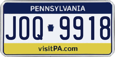 PA license plate JOQ9918
