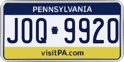 PA license plate JOQ9920