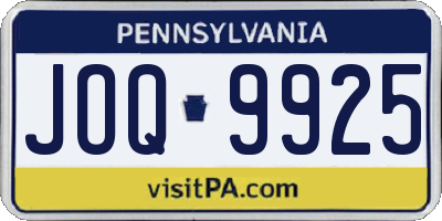 PA license plate JOQ9925