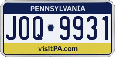 PA license plate JOQ9931