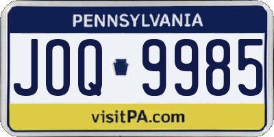 PA license plate JOQ9985