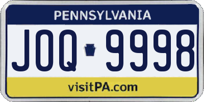 PA license plate JOQ9998
