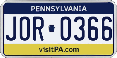 PA license plate JOR0366