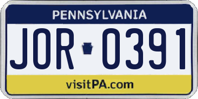 PA license plate JOR0391