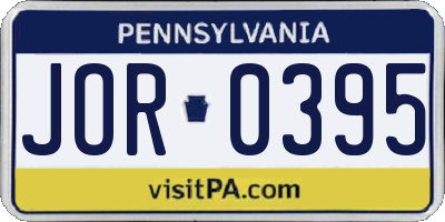 PA license plate JOR0395
