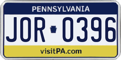 PA license plate JOR0396