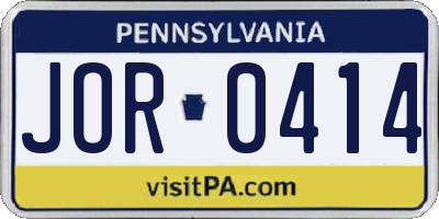 PA license plate JOR0414