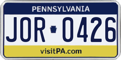 PA license plate JOR0426