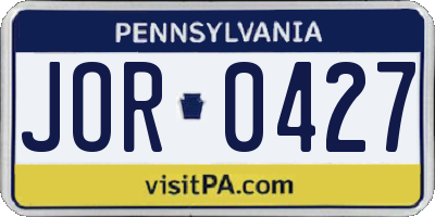 PA license plate JOR0427
