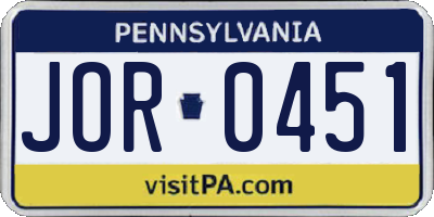 PA license plate JOR0451