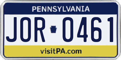 PA license plate JOR0461