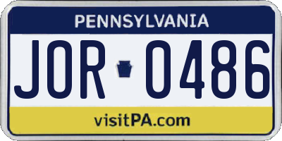 PA license plate JOR0486