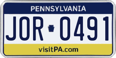 PA license plate JOR0491