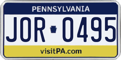 PA license plate JOR0495