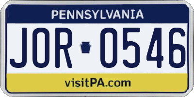 PA license plate JOR0546