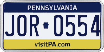 PA license plate JOR0554